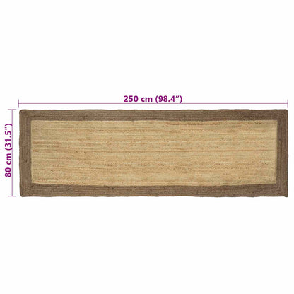Vloerkleden Rechthoekig Natuurlijk en Grijs 80 x 250 cm Jute