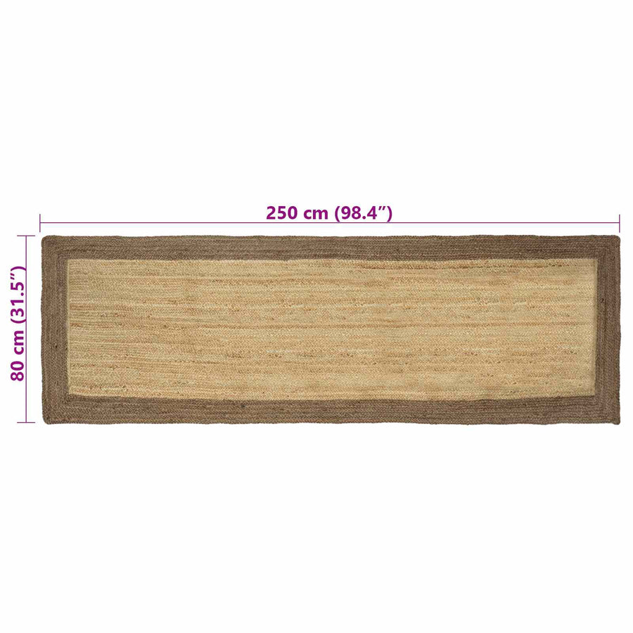Vloerkleden Rechthoekig Natuurlijk en Grijs 80 x 250 cm Jute