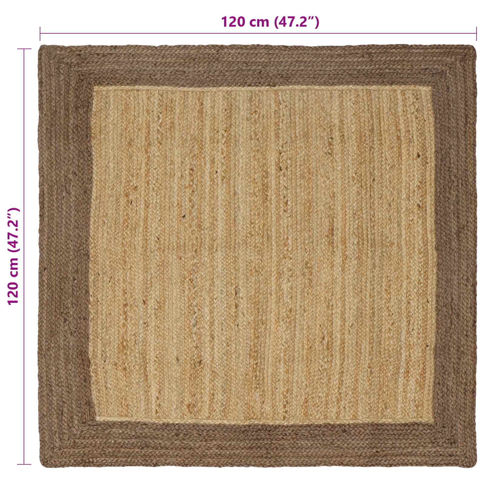 Vloerkleden Rechthoekig Natuurlijk en Grijs 120 x 120 cm Jute