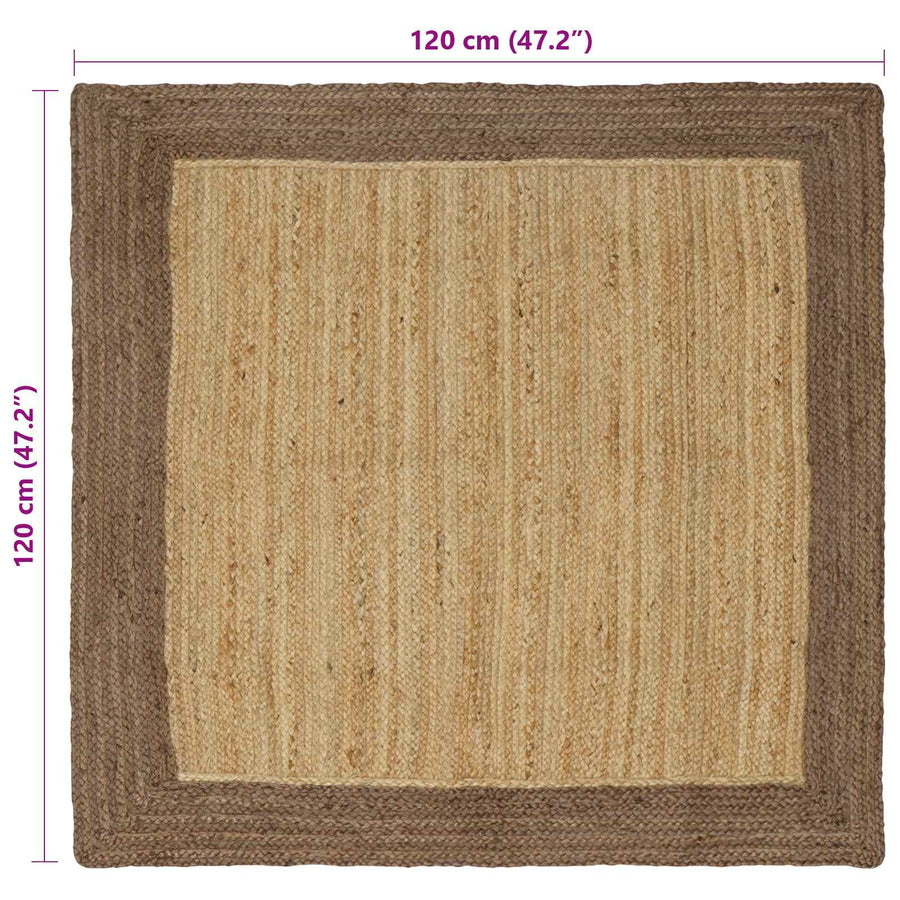 Vloerkleden Rechthoekig Natuurlijk en Grijs 120 x 120 cm Jute