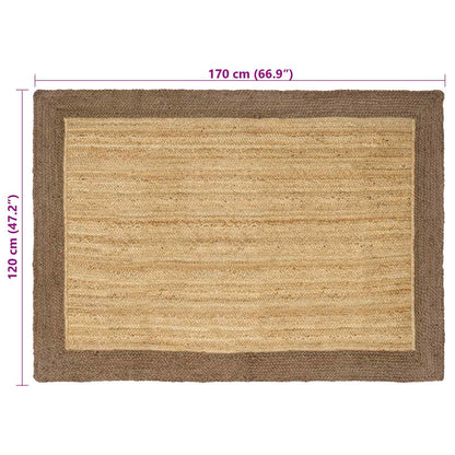 Vloerkleden Rechthoekig Natuurlijk en Grijs 120 x 170 cm Jute