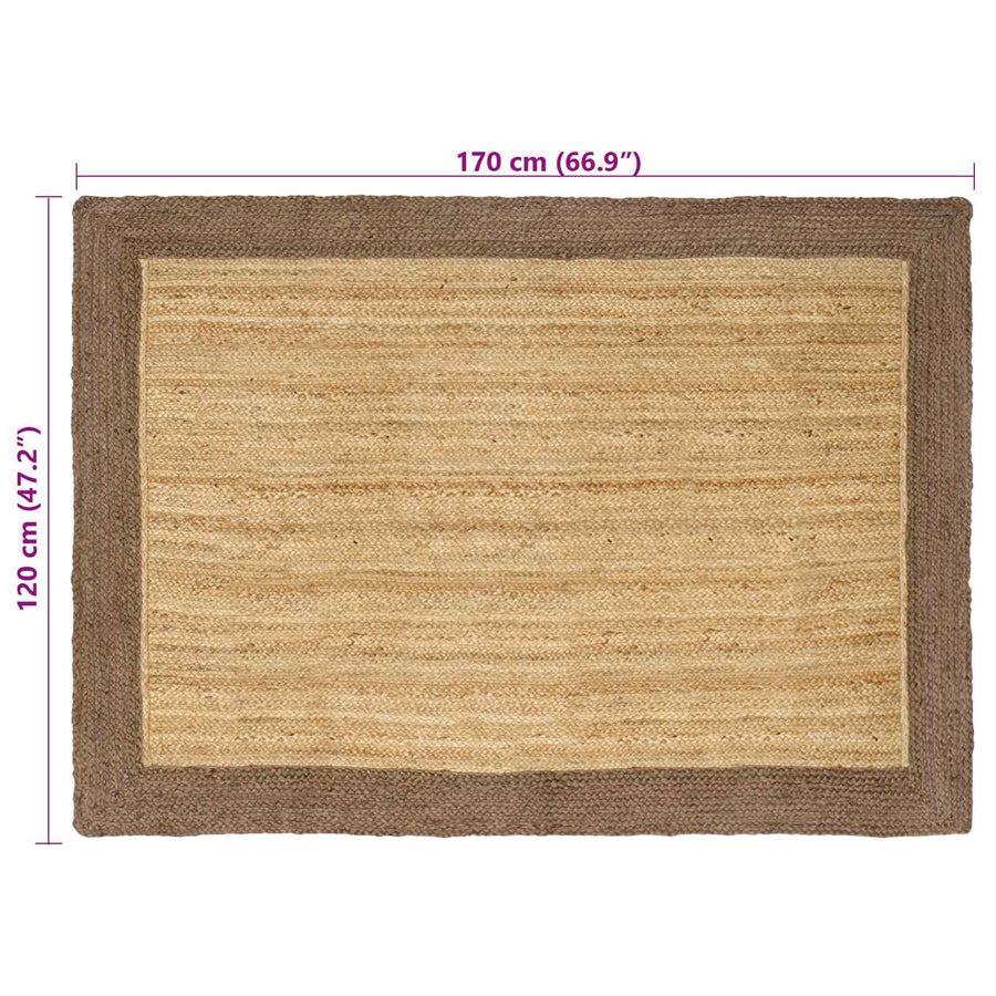 Vloerkleden Rechthoekig Natuurlijk en Grijs 120 x 170 cm Jute