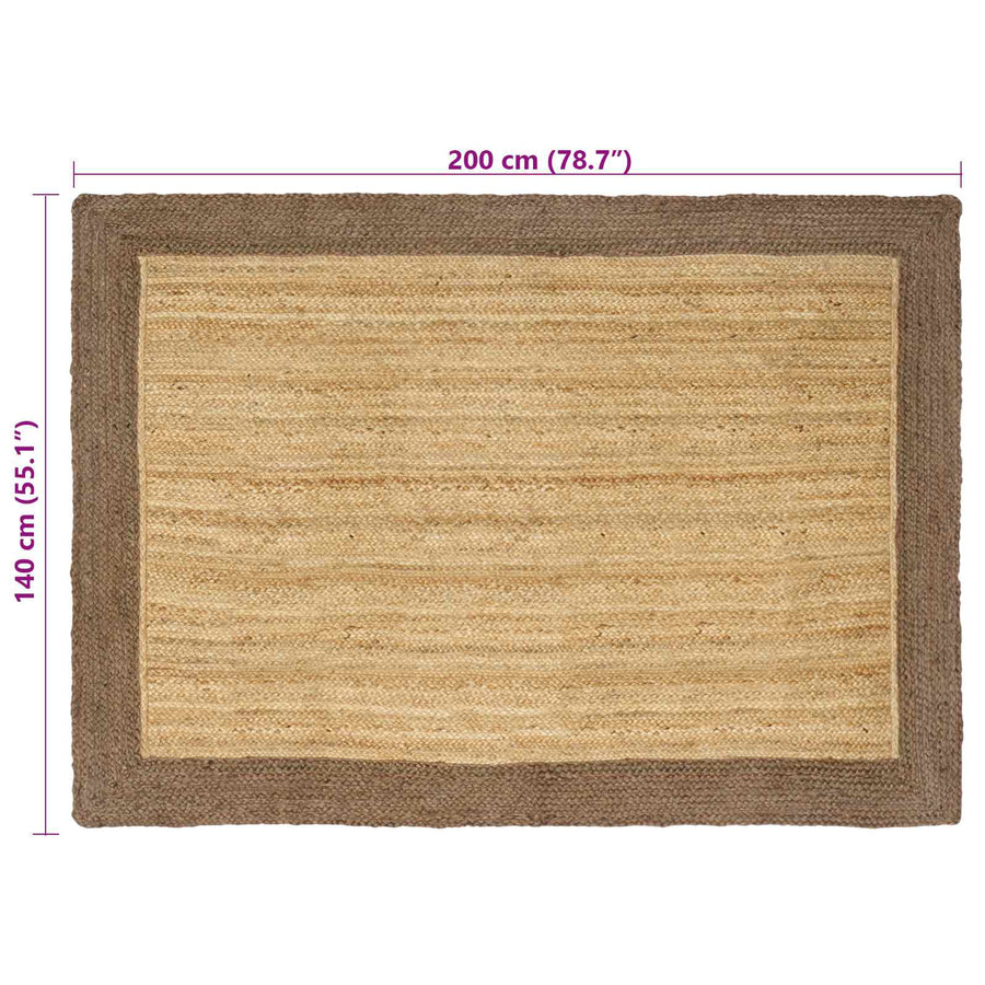 Vloerkleden Rechthoekig Natuurlijk en Grijs 140 x 200 cm Jute