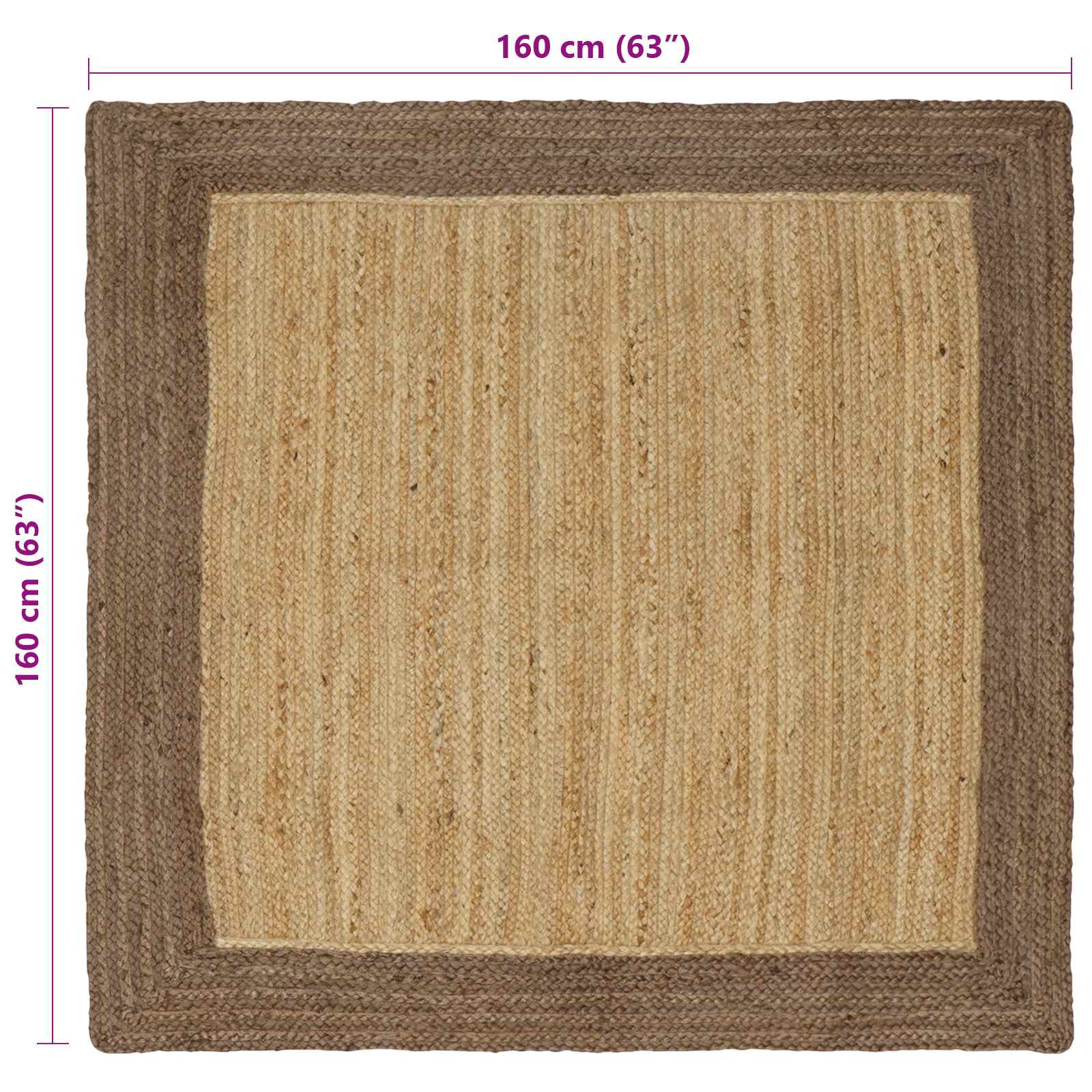 Vloerkleden Rechthoekig Natuurlijk en Grijs 160 x 160 cm Jute