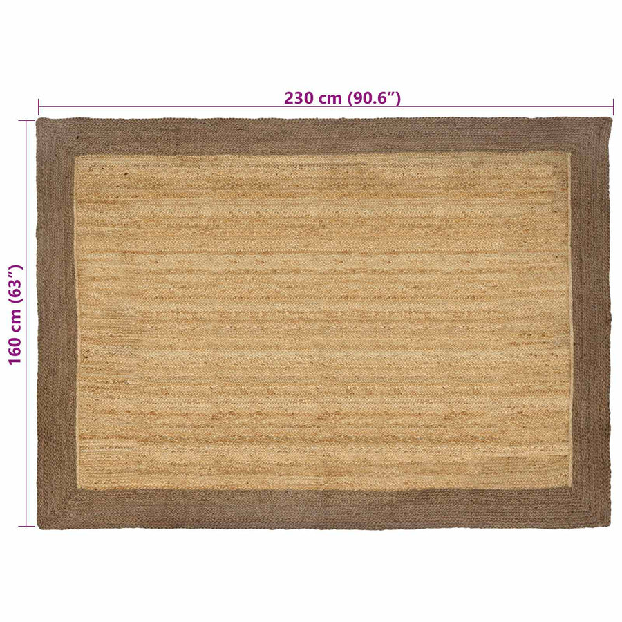 Vloerkleden Rechthoekig Natuurlijk en Grijs 160 x 230 cm Jute