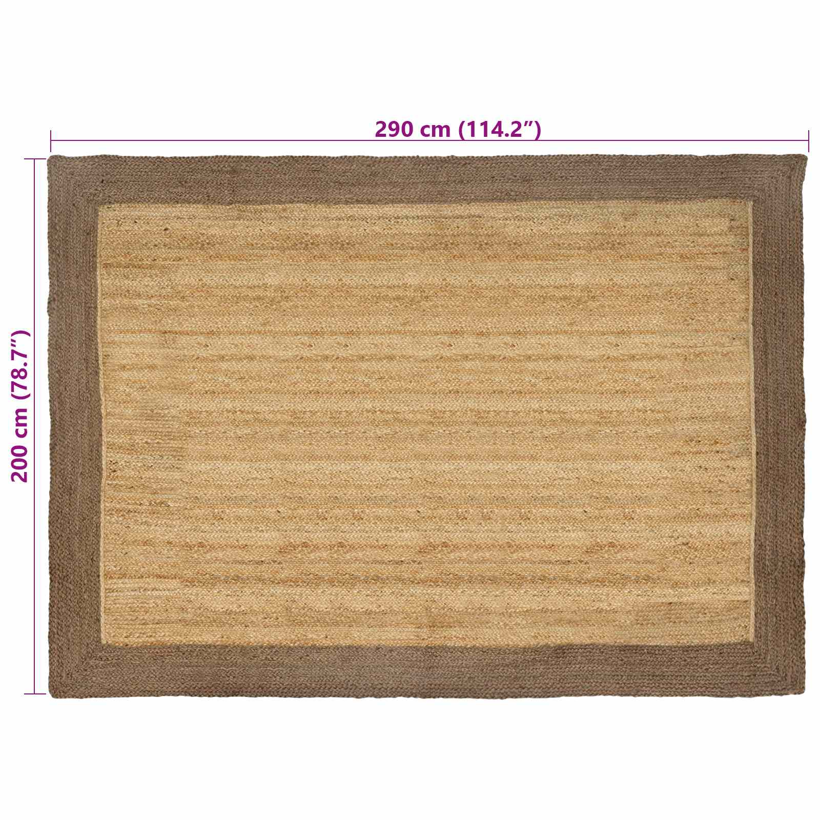 Vloerkleden Rechthoekig Natuurlijk en Grijs 200 x 290 cm Jute