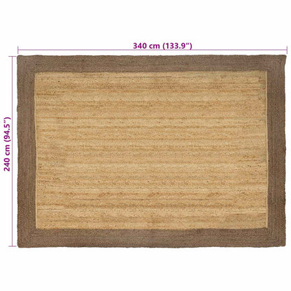 Vloerkleden Rechthoekig Natuurlijk en Grijs 240 x 340 cm Jute