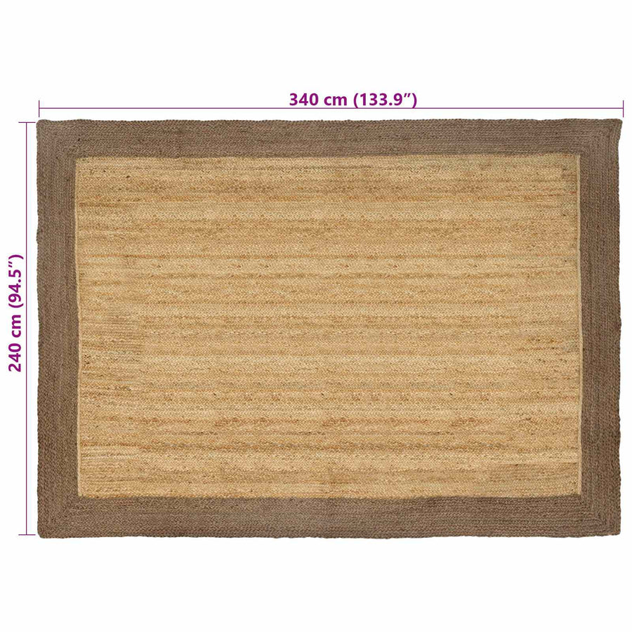 Vloerkleden Rechthoekig Natuurlijk en Grijs 240 x 340 cm Jute