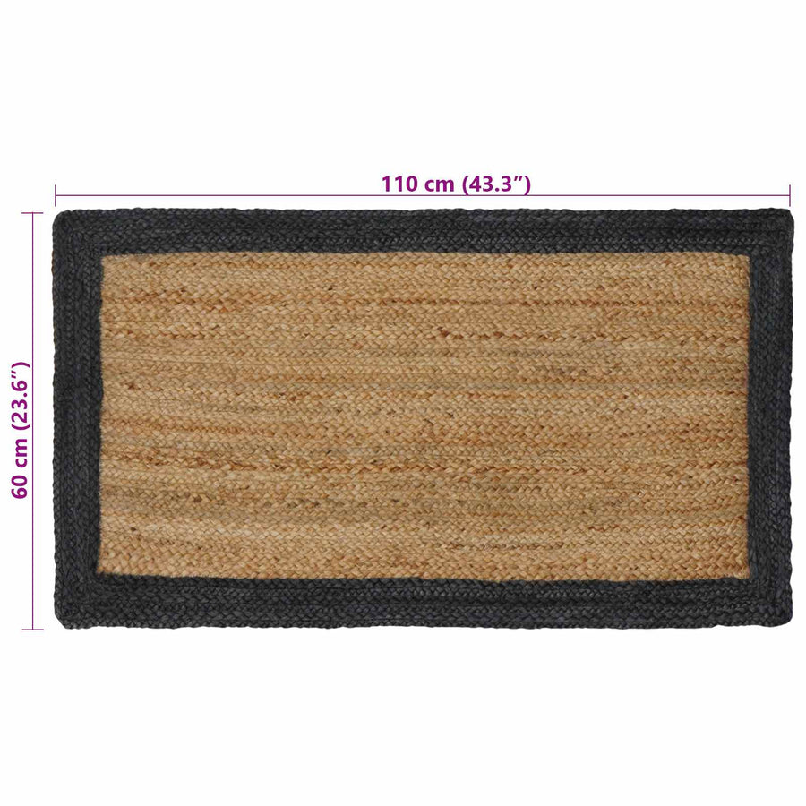 Vloerkleden Rechthoekig Natuurlijk en Grijs 60 x 110 cm Jute