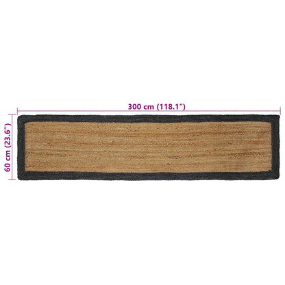 Vloerkleden Rechthoekig Naturel en donkergrijs 60 x 300 cm Jute