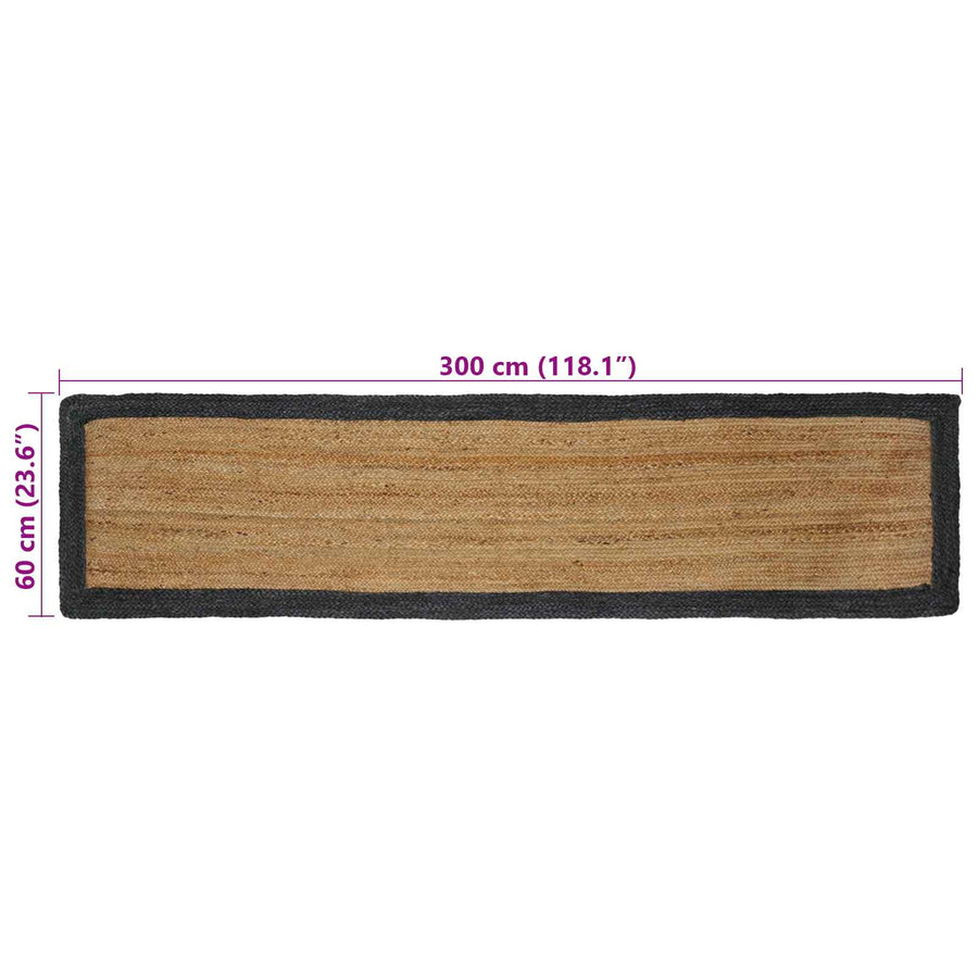 Vloerkleden Rechthoekig Naturel en donkergrijs 60 x 300 cm Jute