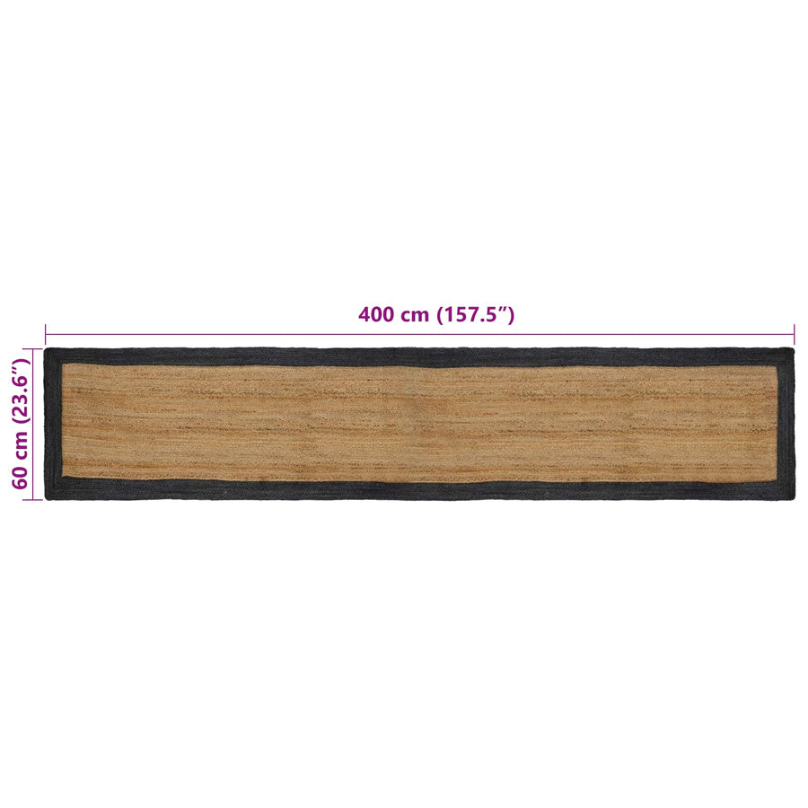 Vloerkleden Rechthoekig Naturel en donkergrijs 60 x 400 cm Jute