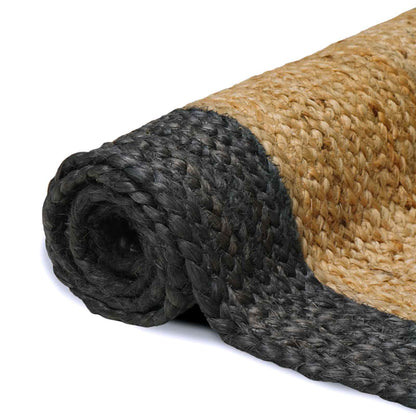 Vloerkleden Rechthoekig Naturel en donkergrijs 80 x 150 cm Jute