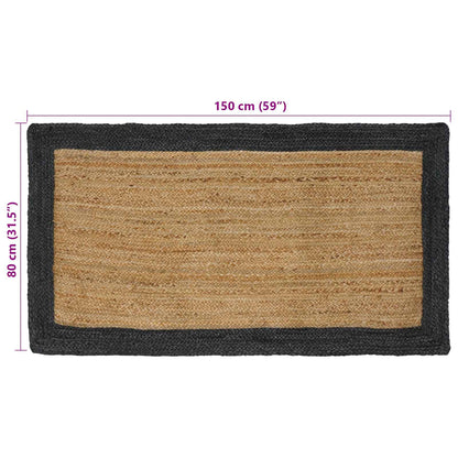 Vloerkleden Rechthoekig Naturel en donkergrijs 80 x 150 cm Jute