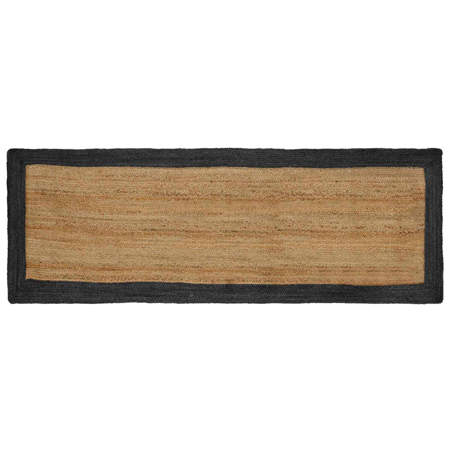 Vloerkleden Rechthoekig Naturel en donkergrijs 80 x 200 cm Jute
