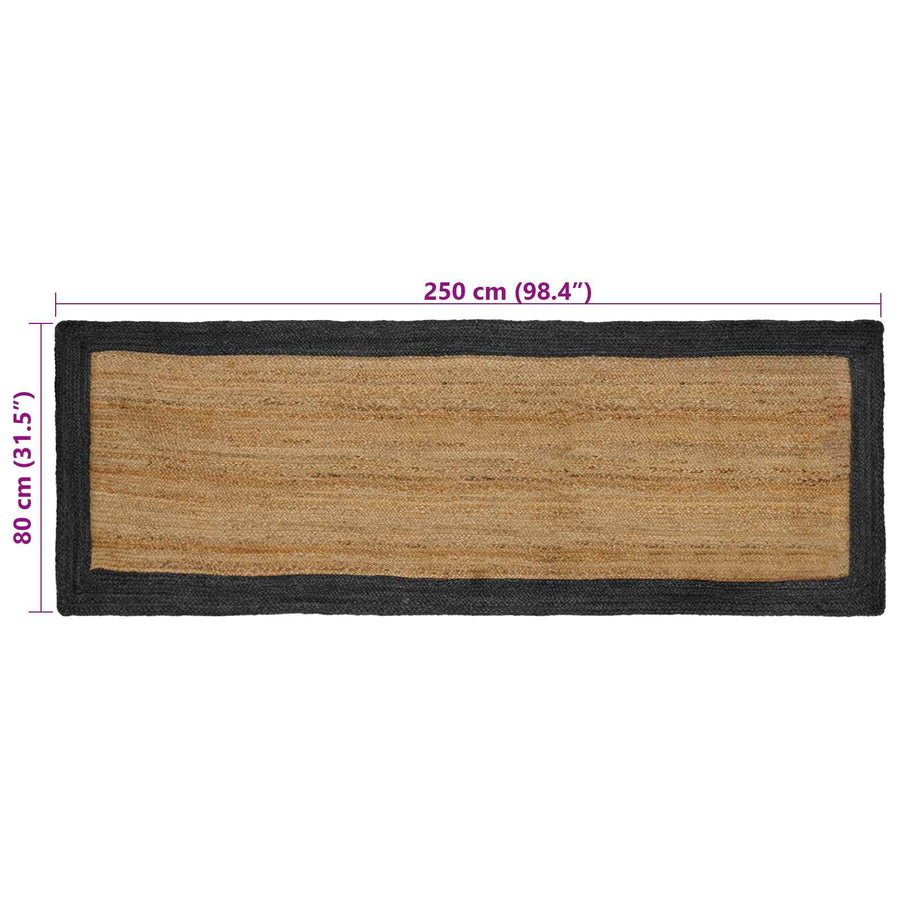 Vloerkleden Rechthoekig Naturel en donkergrijs 80 x 250 cm Jute