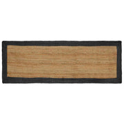 Vloerkleed 80x300 cm jute naturel donkergrijs