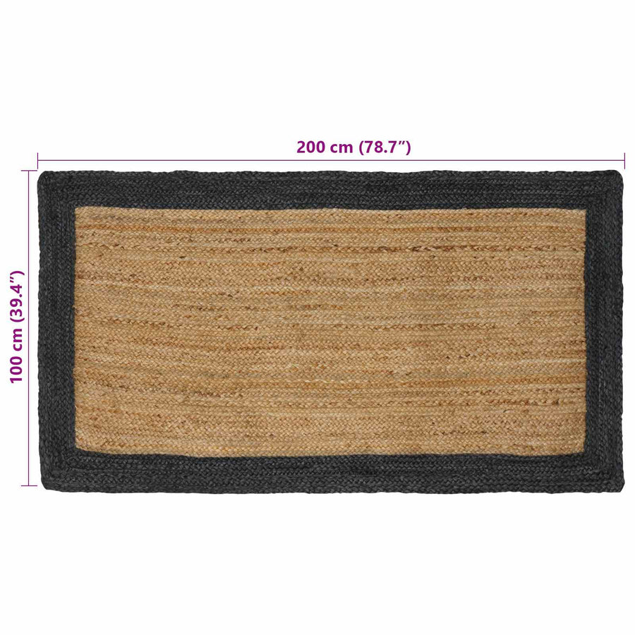 Vloerkleden Rechthoekig Naturel en donkergrijs 100 x 200 cm