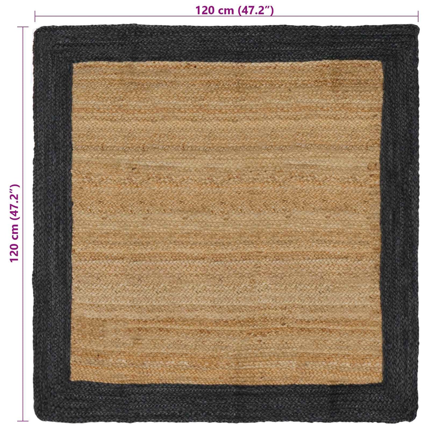 Vloerkleden Rechthoekig Naturel en donkergrijs 120 x 120 cm