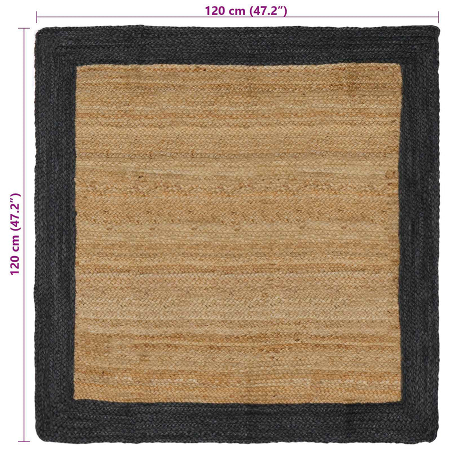 Vloerkleden Rechthoekig Naturel en donkergrijs 120 x 120 cm