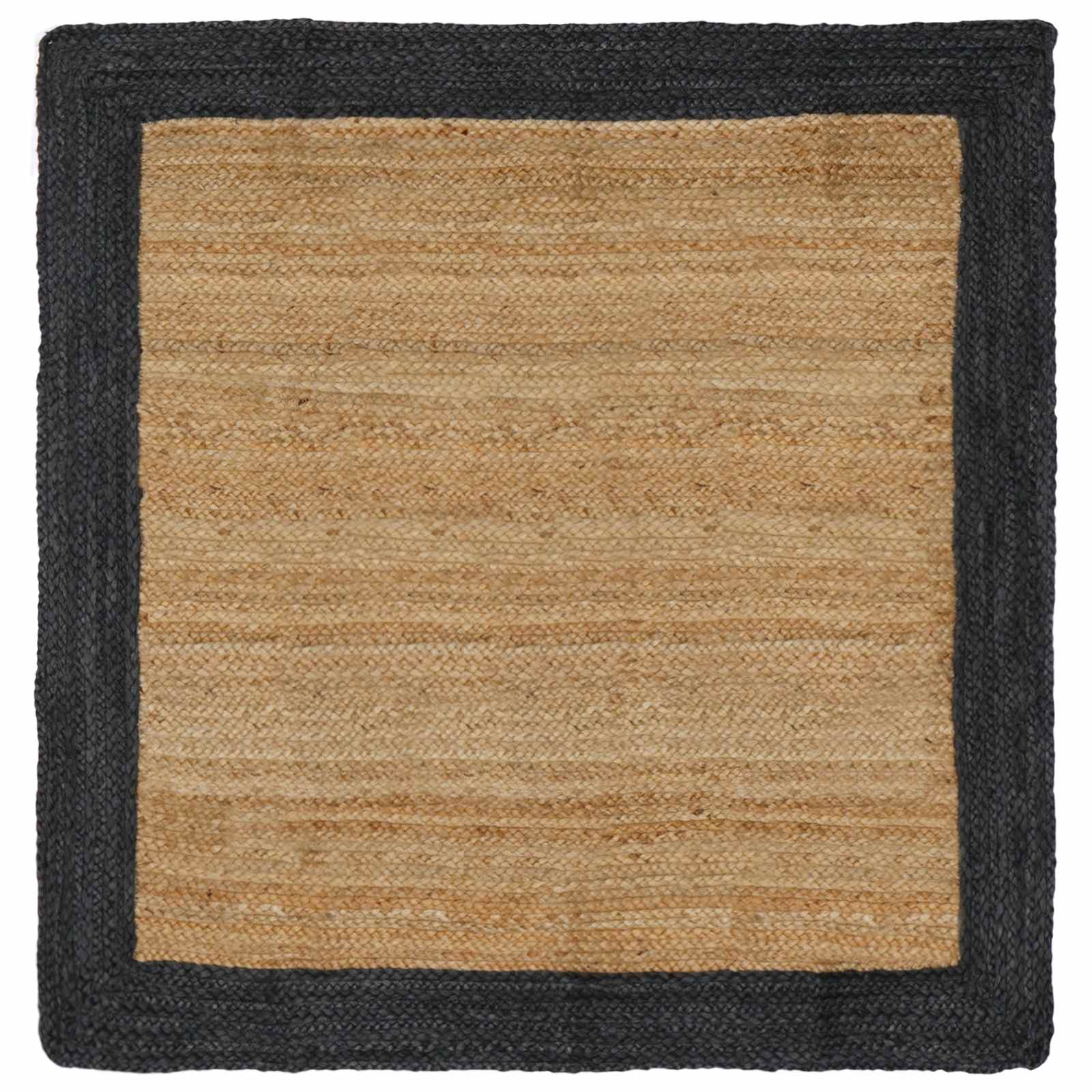 Vloerkleden Rechthoekig Naturel en donkergrijs 120 x 120 cm