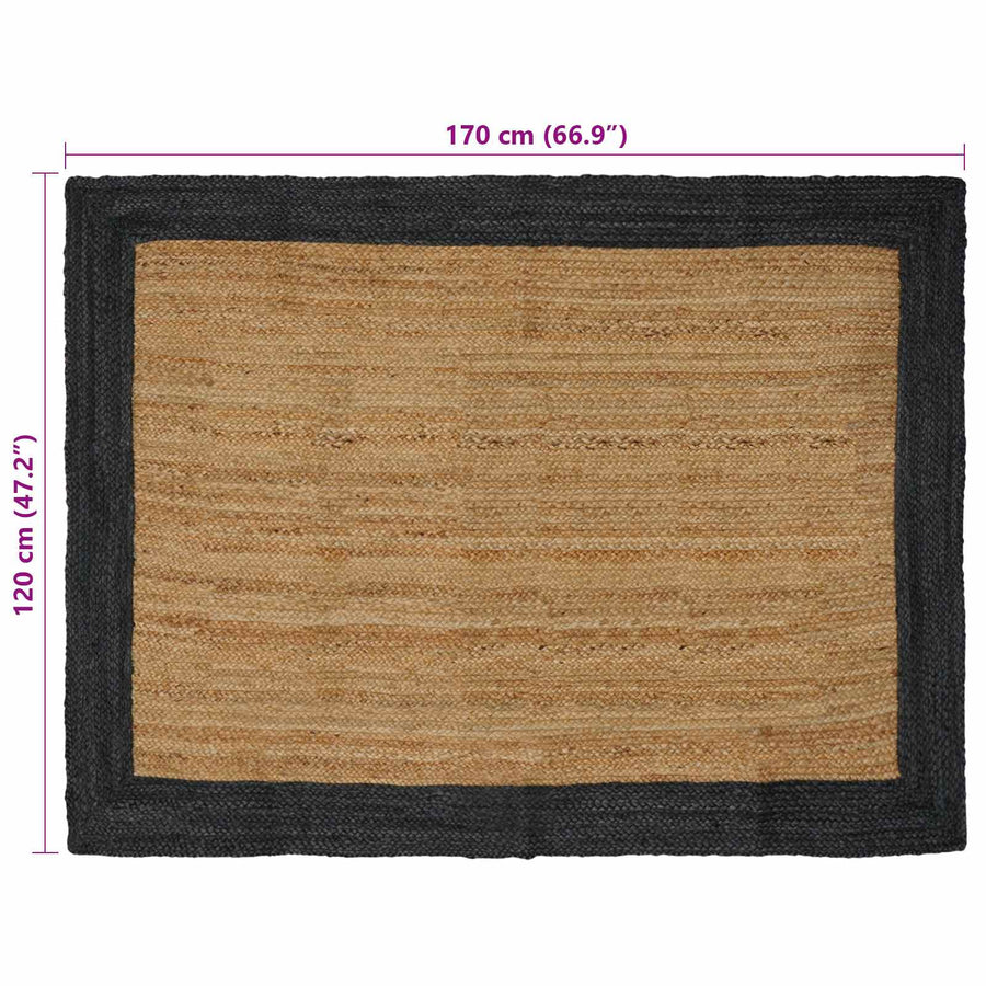 Vloerkleden Rechthoekig Naturel en donkergrijs 120 x 170 cm