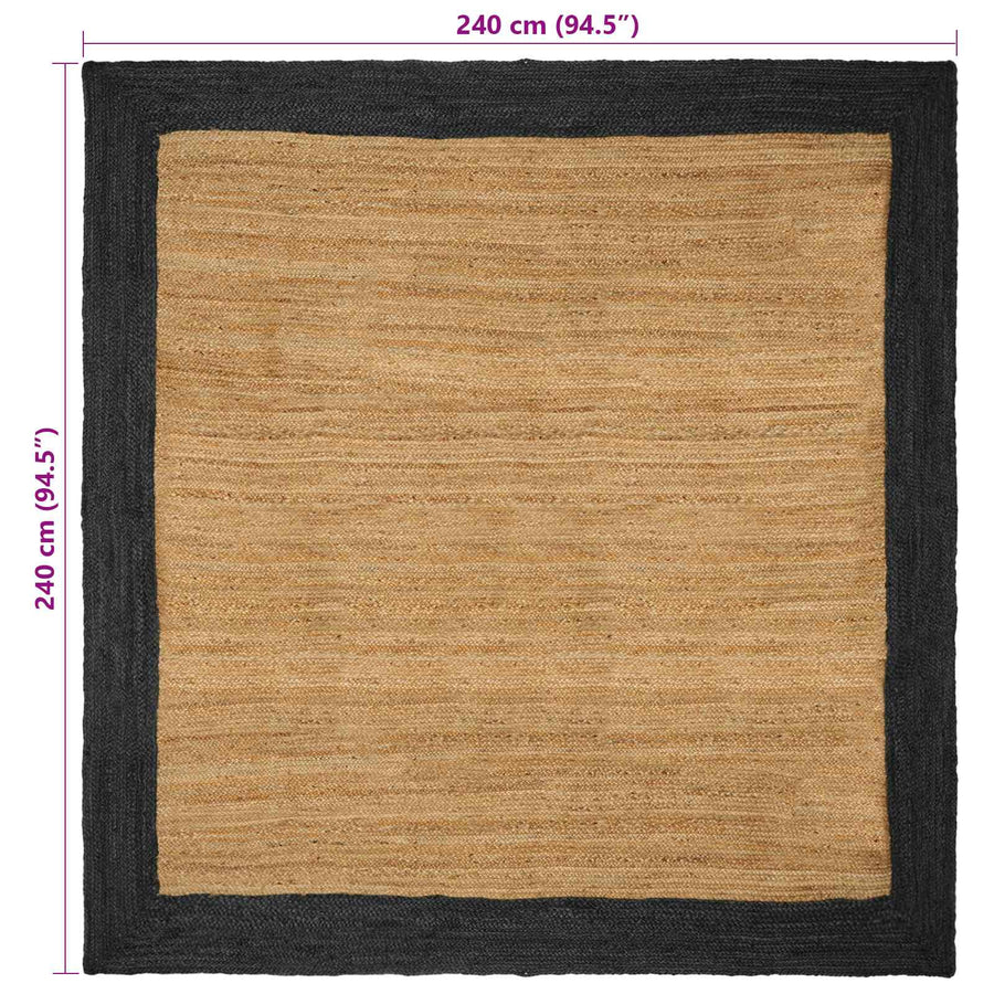 Vloerkleden Rechthoekig Naturel en donkergrijs 240 x 240 cm