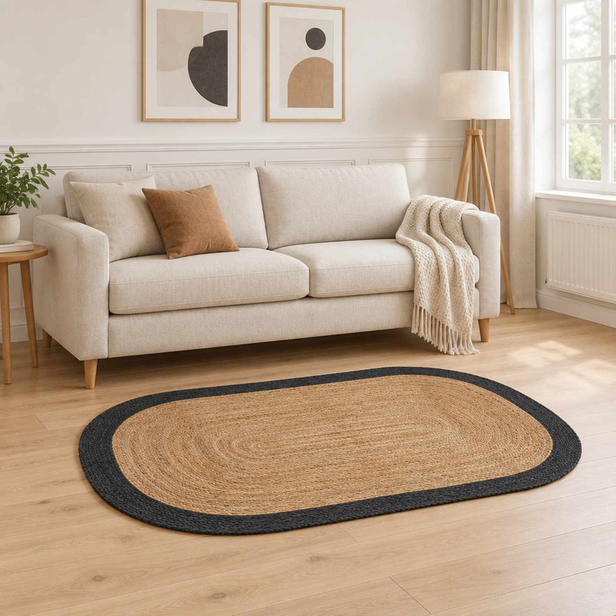 Gebied Tapijt Donkergrijs 100 x 152 cm Jute