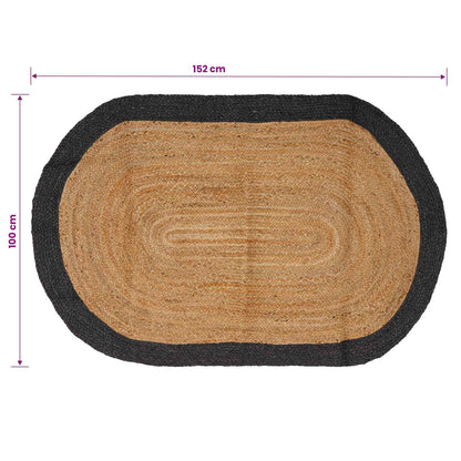 Gebied Tapijt Donkergrijs 100 x 152 cm Jute