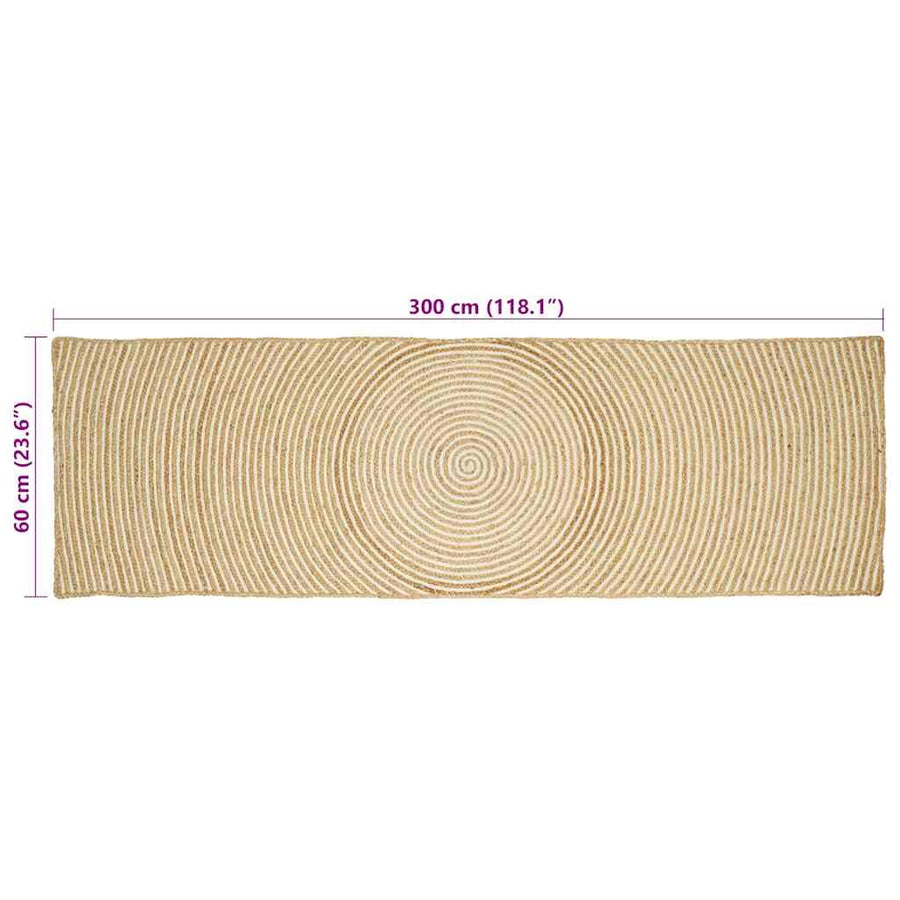 Vloerkleed Natuurlijk En Jute 60 x 300 cm Wit