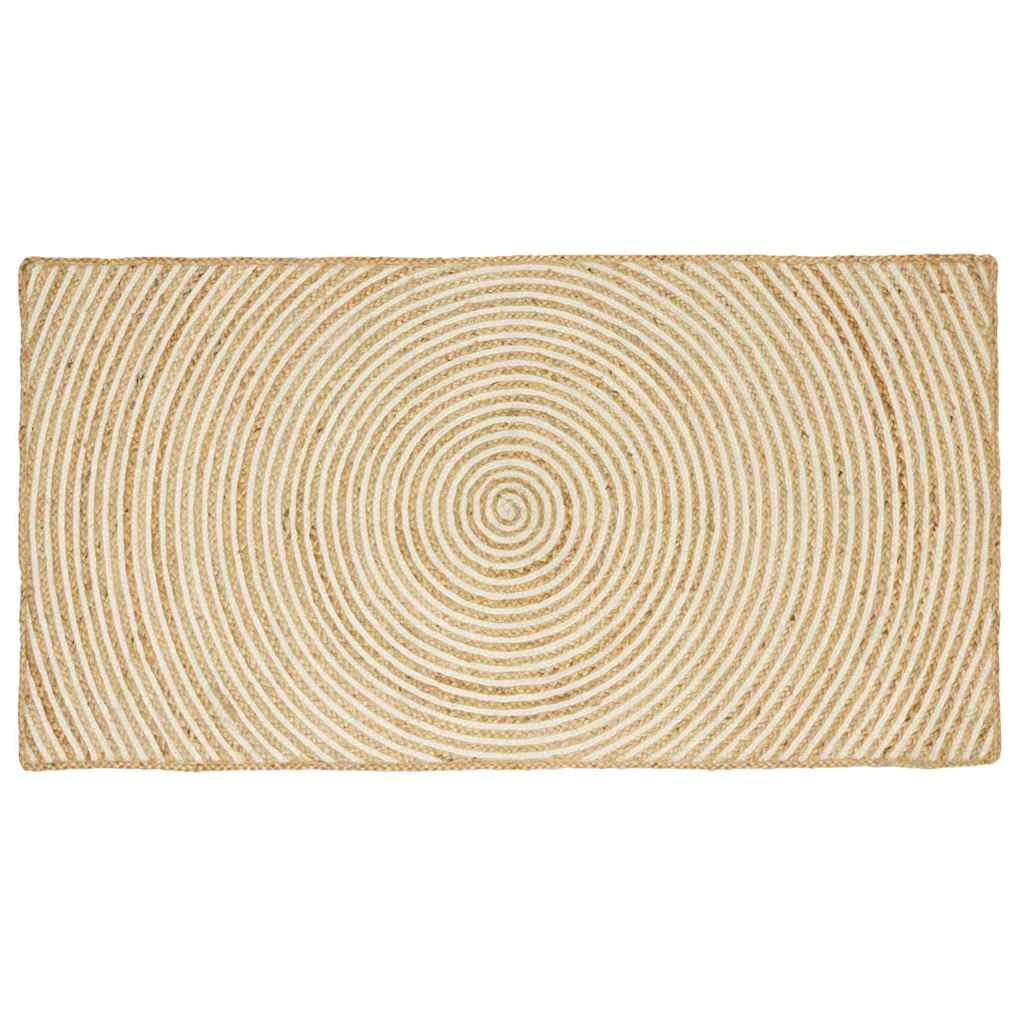Vloerkleed Natuurlijk En Jute 80 x 150 cm Wit