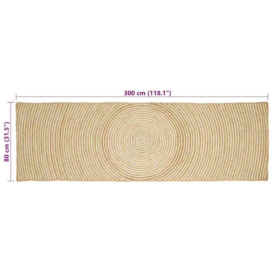 Vloerkleed Natuurlijk En Jute 80 x 300 cm Wit