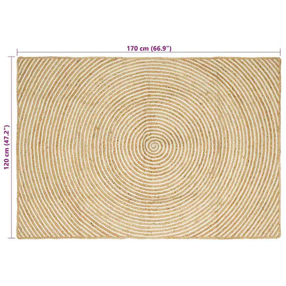 Vloerkleed Natuurlijk En Jute 120 x 170 cm Wit