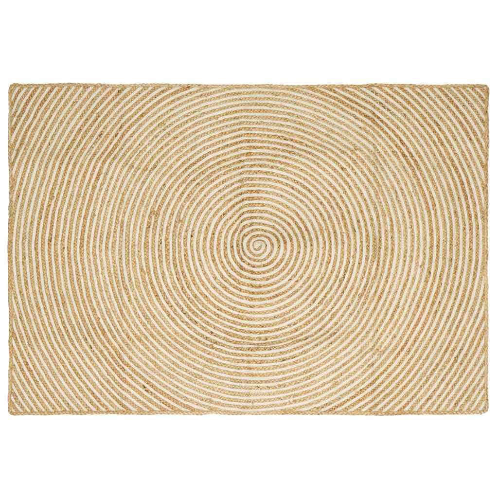 Vloerkleed Natuurlijk En Jute 140 x 200 cm Wit