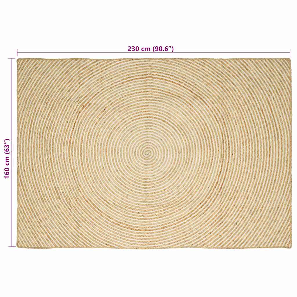 Vloerkleed Natuurlijk En Jute 160 x 230 cm Wit