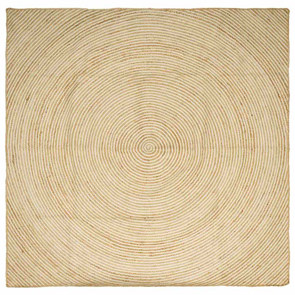 Vloerkleed Natuurlijk En Jute 200 x 200 cm Wit