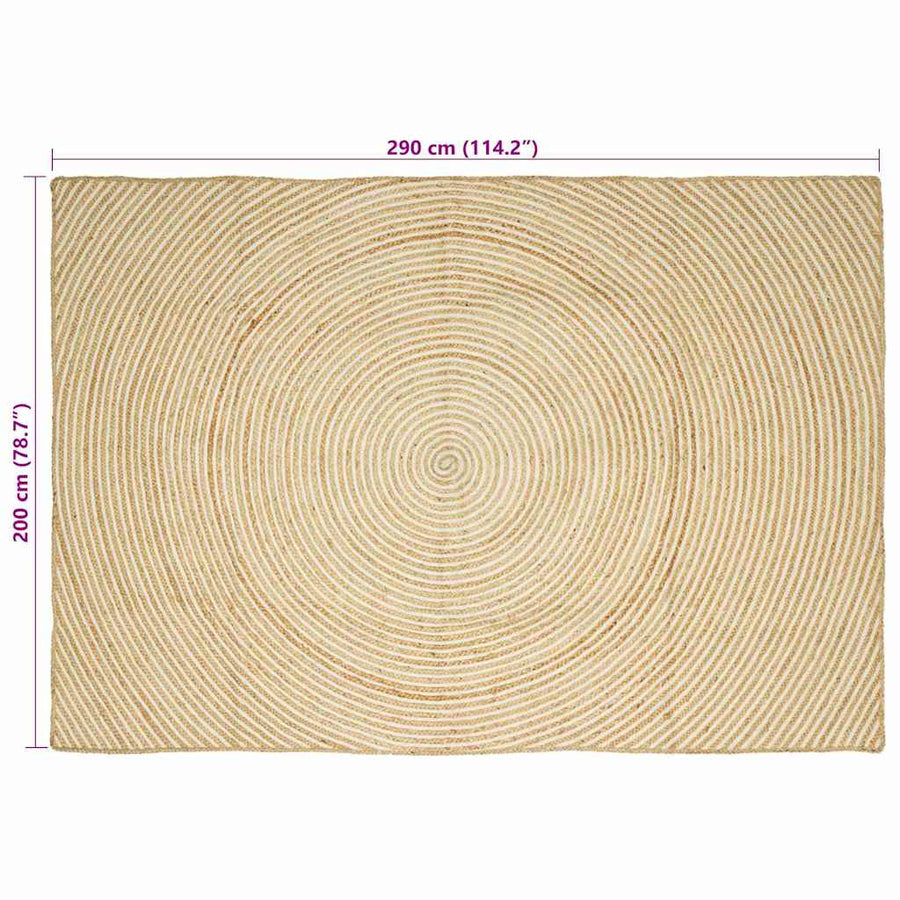 Vloerkleed Natuurlijk En Jute 200 x 290 cm Wit