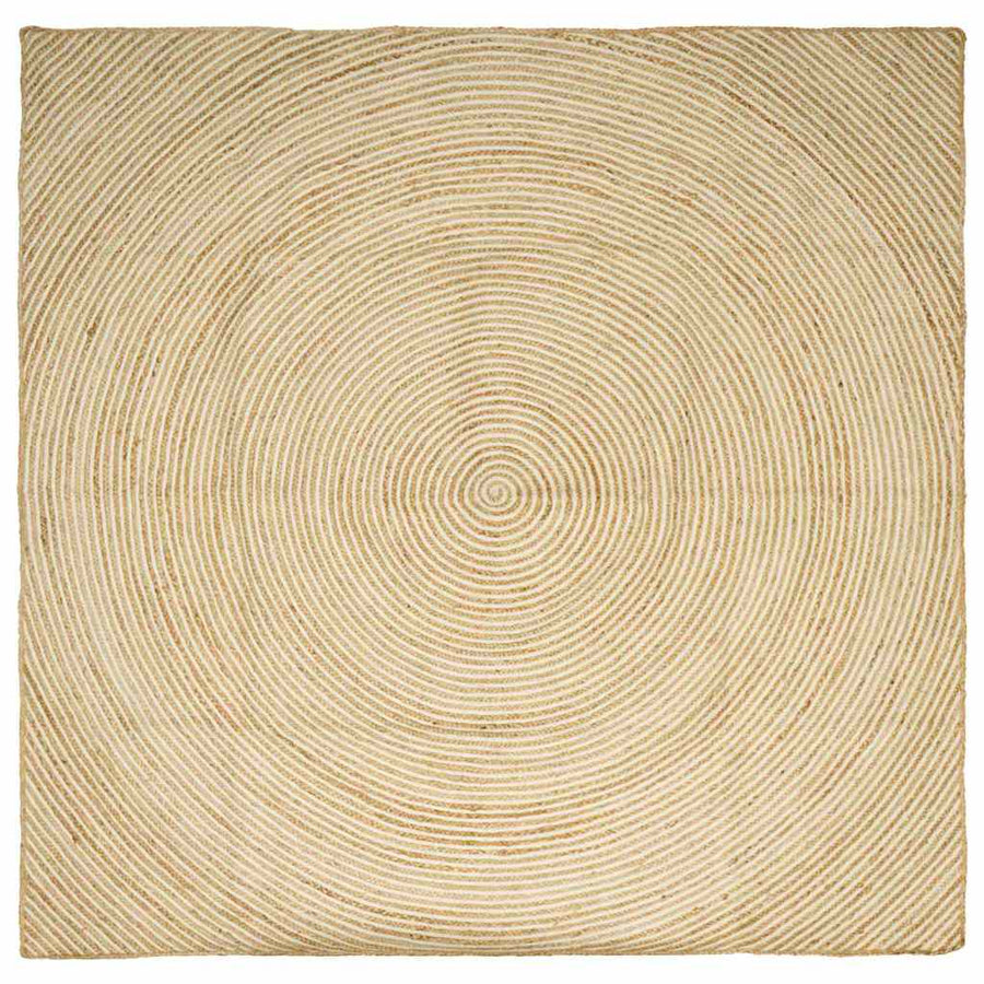 Vloerkleed Natuurlijk En Jute 240 x 240 cm Wit