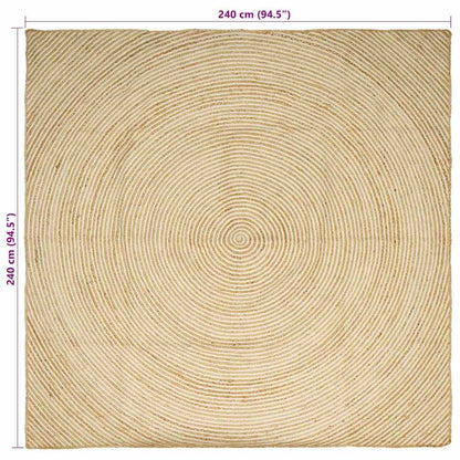 Vloerkleed Natuurlijk En Jute 240 x 240 cm Wit
