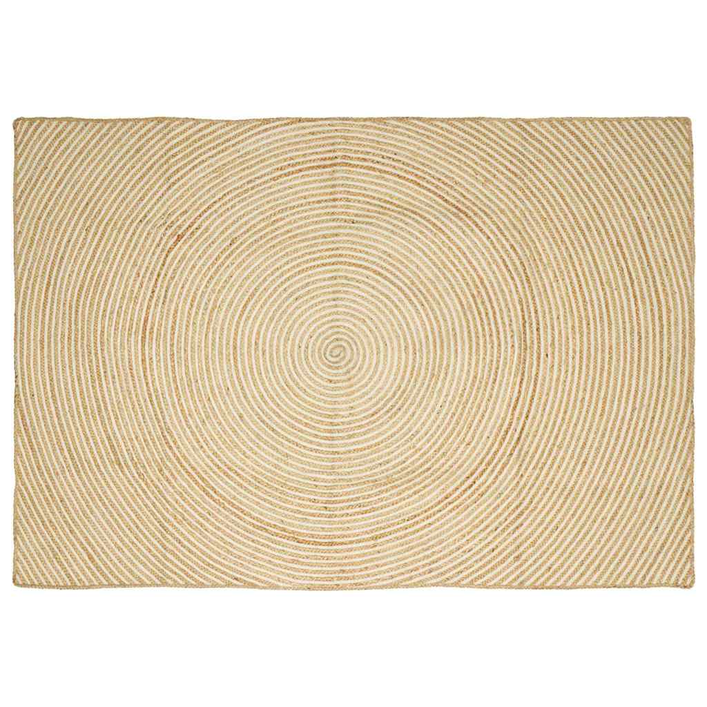 Vloerkleed Natuurlijk En Jute 240 x 340 cm Wit