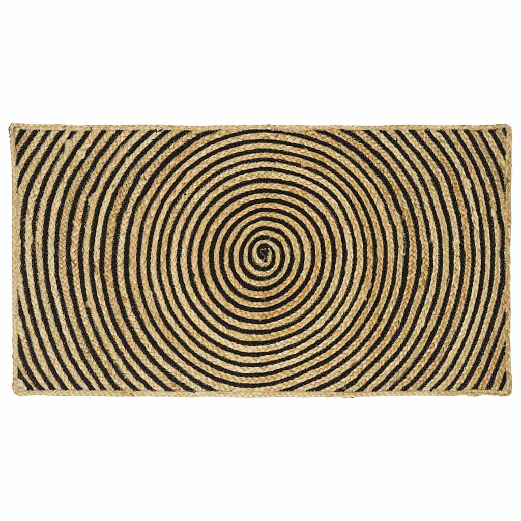 Vloerkleed Natuurlijk En Jute 60 x 110 cm Zwart
