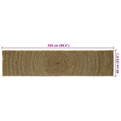 Vloerkleed Natuurlijk En Jute 60 x 250 cm Zwart