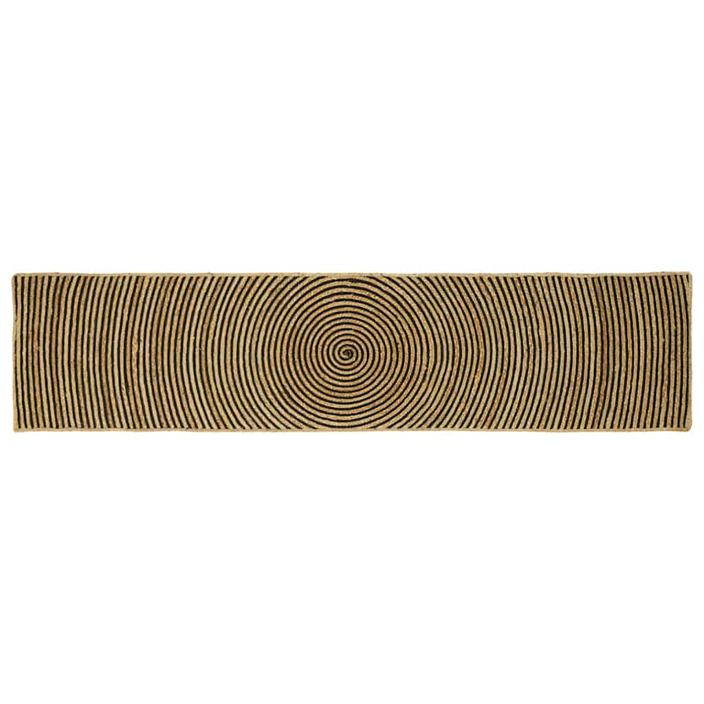 Vloerkleed Natuurlijk En Jute 60 x 300 cm Zwart