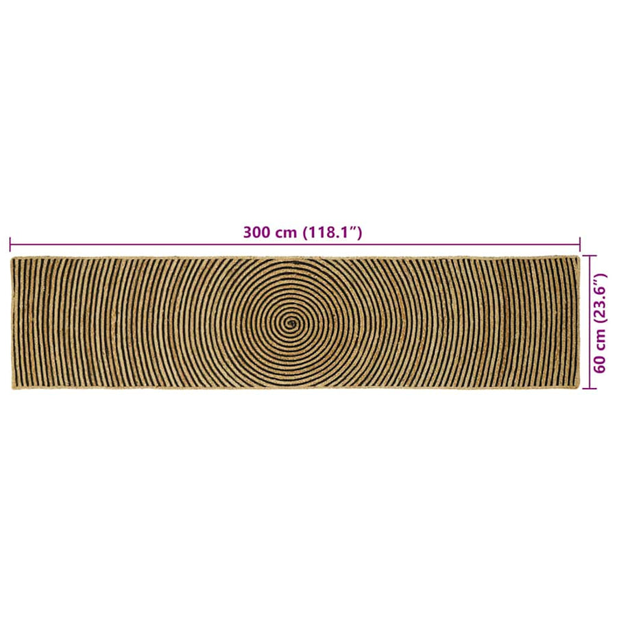 Vloerkleed Natuurlijk En Jute 60 x 300 cm Zwart