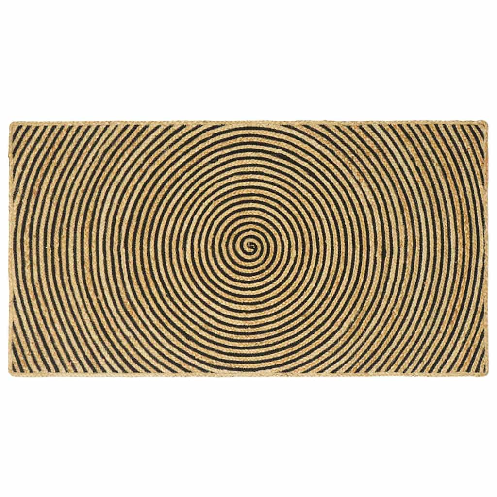 Vloerkleed Natuurlijk En Jute 80 x 150 cm Zwart