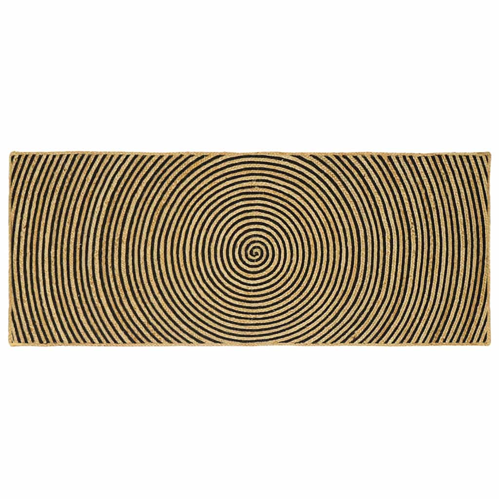 Vloerkleed Natuurlijk En Jute 80 x 200 cm Zwart