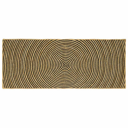 Vloerkleed Natuurlijk En Jute 80 x 200 cm Zwart
