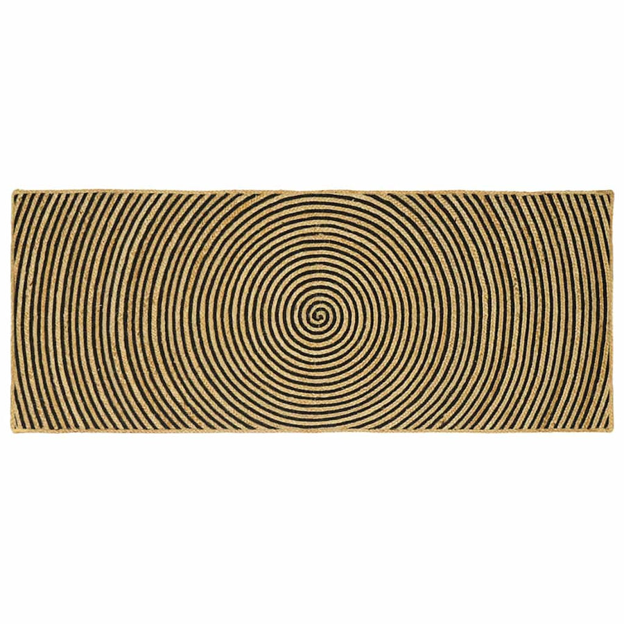 Vloerkleed Natuurlijk En Jute 80 x 200 cm Zwart