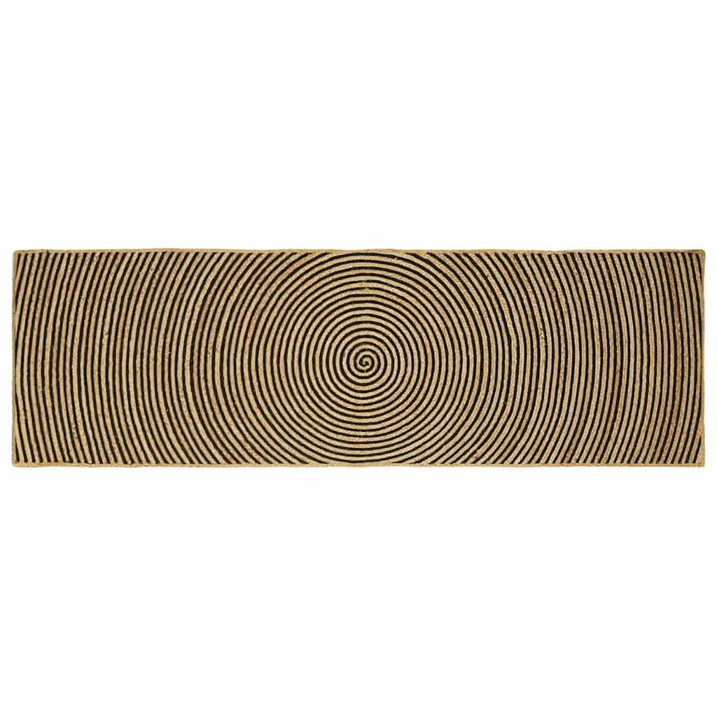 Vloerkleed Natuurlijk En Jute 80 x 250 cm Zwart