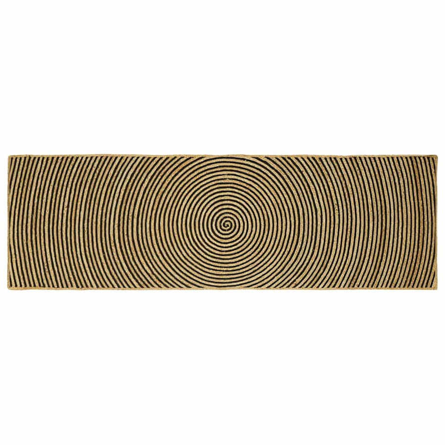 Vloerkleed Natuurlijk En Jute 80 x 250 cm Zwart